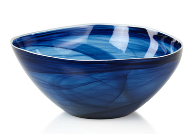 Alabaster Glass Bowl - Indigo - Large