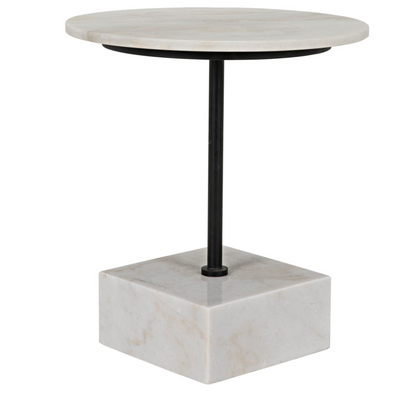 HIGH SOCIETY SIDE TABLE, BLACK METAL FINISH WITH WHITE STONE