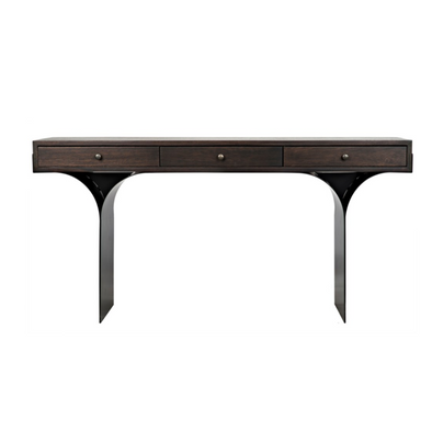 REAGAN DESK, EBONY WALNUT W/ METAL LEGS