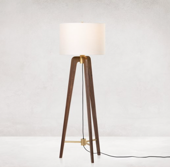 TRIPOD FLOOR LAMP-NATURAL WALNUT
