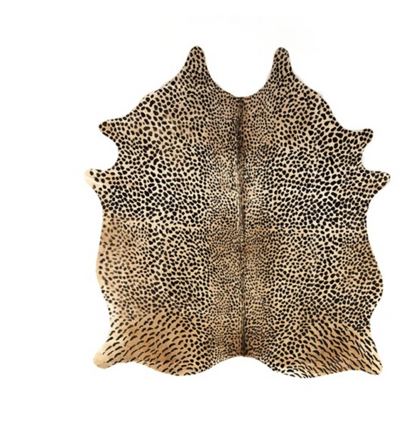 LEOPARD PRINTED HIDE RUG-BROWN & BLAC