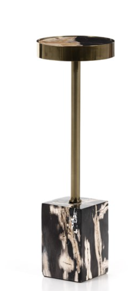 END TABLE-DARK PETRIFIED WOOD
